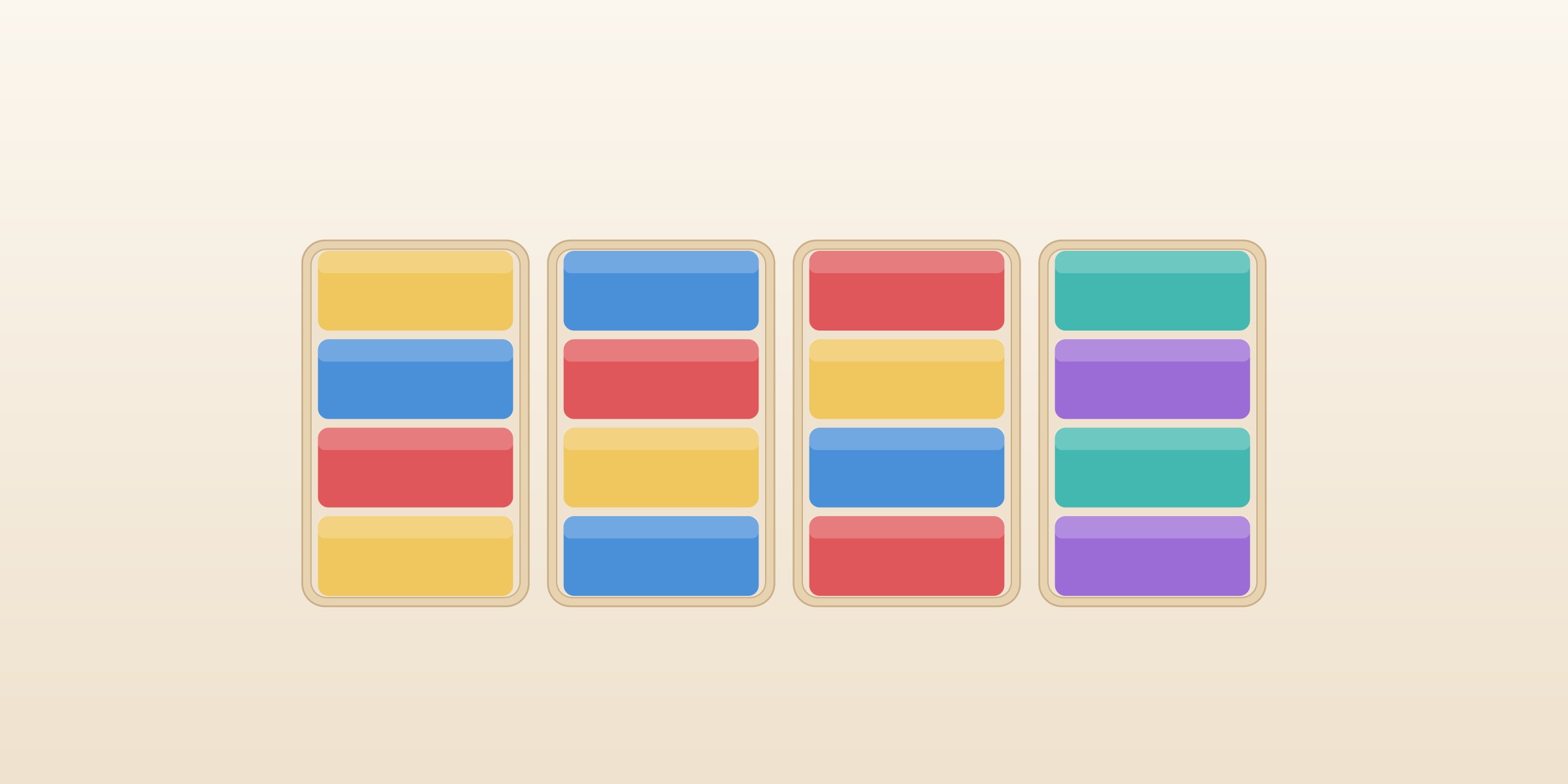 Pocket Sort: четыре лотка с посылками в цветах игры